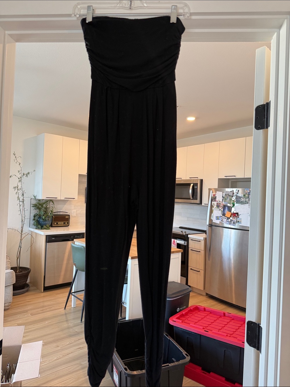 Altar'd State Black Strapless Ruched Jumpsuit